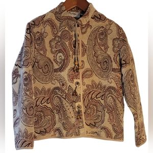 Vintage 90s Flashback Tapestry Brocade Paisley High Neck Blazer Jacket Large